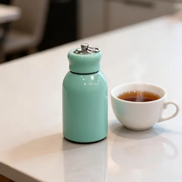 Teal_Stainless_Steel_And_Plastic_Lid_Mini_Flask_For_Hot/Cold_Beverage_Storage,_Travel