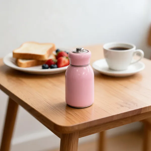 Pink_Stainless_Steel_And_Plastic_Lid_Mini_Flask_For_Hot/Cold_Beverage_Storage,_Travel
