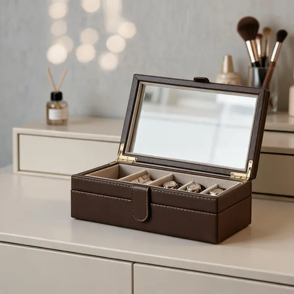 Brown_Mdf/Wood_And_Glass_And_Lining_Organizer_Box_For_Watch_Storage,_Jewelry_Organization