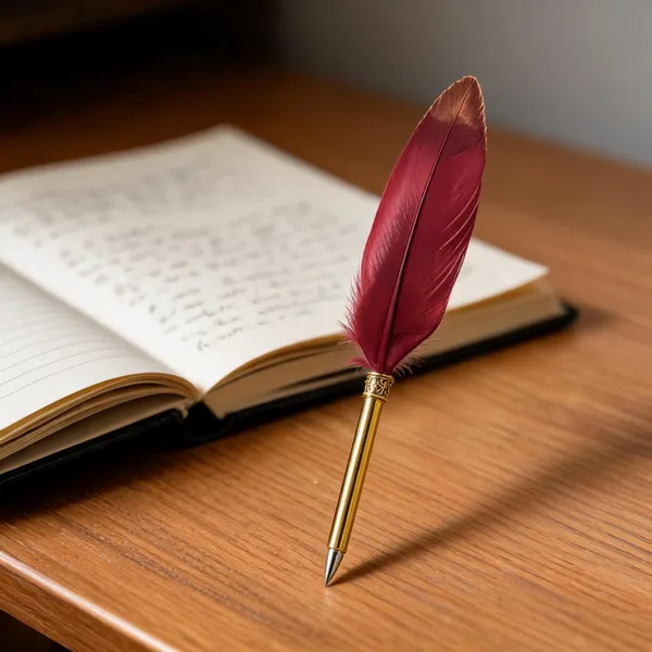 Maroon_Feather_And_Plastic_Quill_Pen_For_Writing,_Decoration,_Gifting