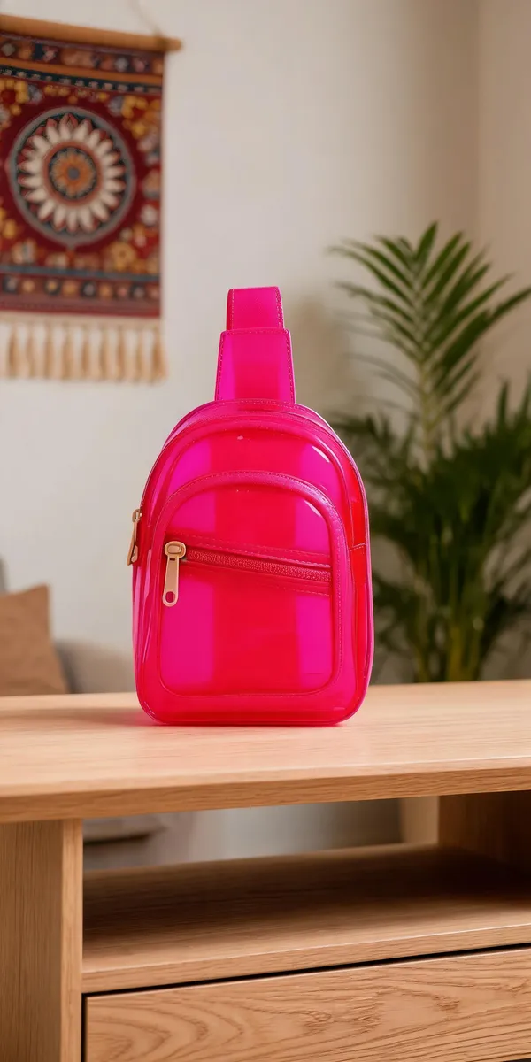 Pink_Pvc_And_Polyester_Lining_Sling_Backpack_For_School,_Travel,_Daily_Carry