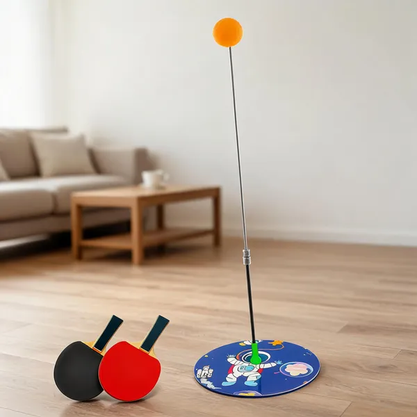 Orange_Plastic_And_Rubber_Ball_Table_Tennis_Trainer_For_Table_Tennis_Practice,_Reflex_Training