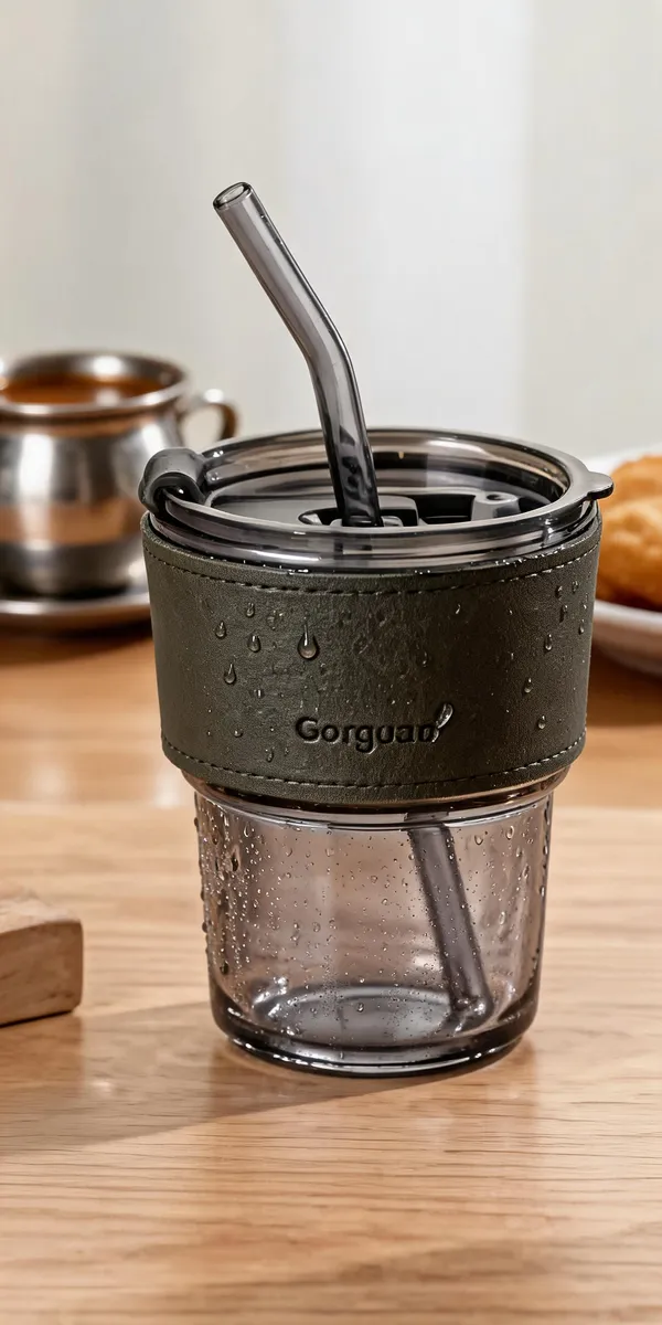 Transparent_Glass_And_Pu_Leather_Sleeve_Tumbler_For_Drinking_Water,_Beverages,_Travel