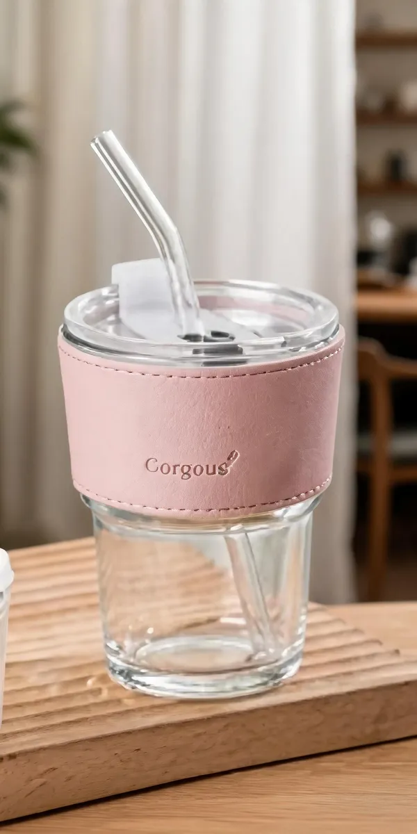 Transparent_Glass_And_Pu_Leather_Sleeve_Tumbler_For_Drinking_Water,_Beverages,_Travel