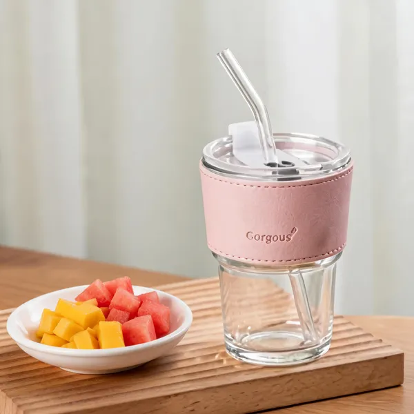 Transparent_Glass_And_Pu_Leather_Sleeve_Tumbler_For_Drinking_Water,_Beverages,_Travel