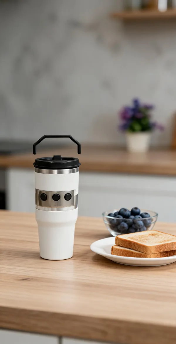 White_Stainless_Steel_And_Plastic_Lid_Tumbler_For_Hot/Cold_Beverage_Storage,_Travel