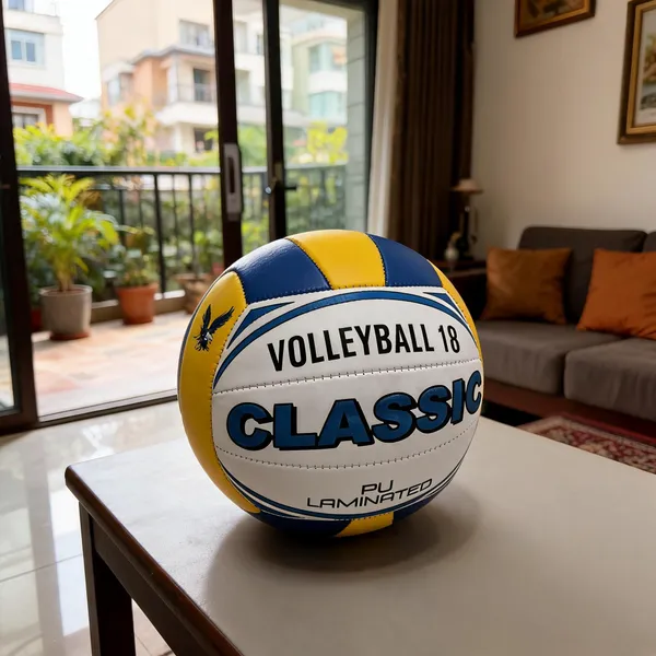 White_Synthetic_Leather_And_Rubber_Bladder_Volleyball_For_Volleyball,_Sports_Practice