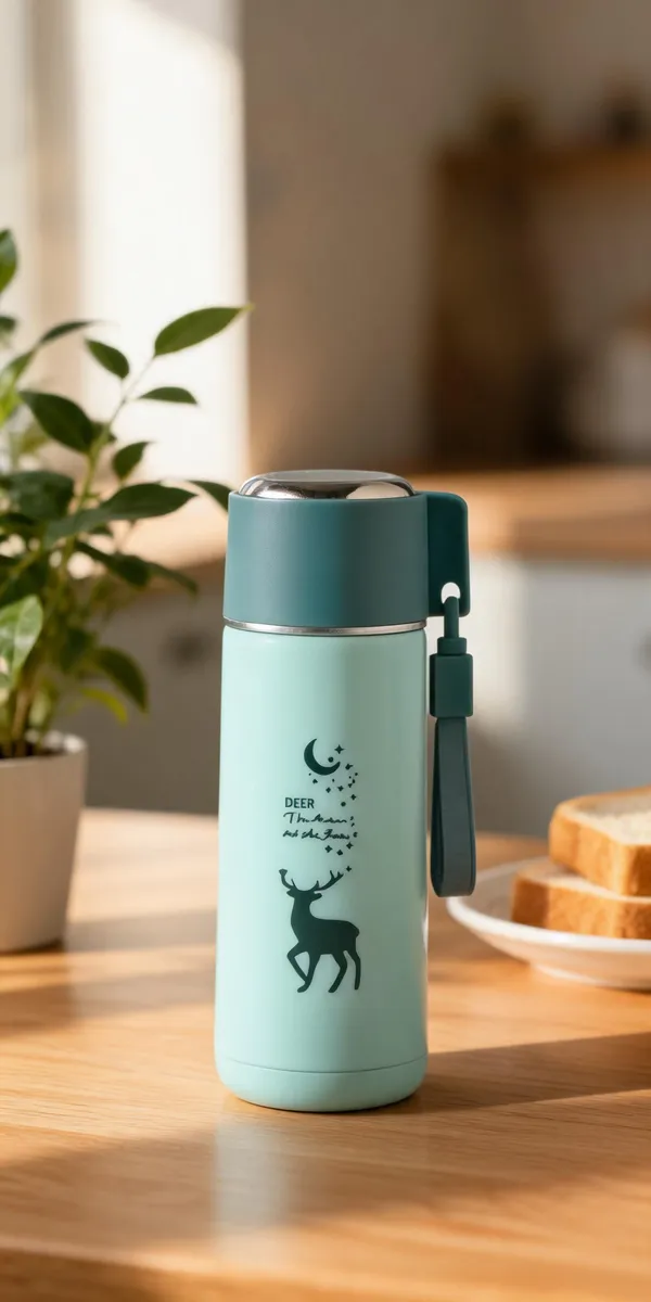 Sea_Green_Glass_And_Plastic_Lid_Water_Bottle_For_Drinking_Water,_Travel,_Office