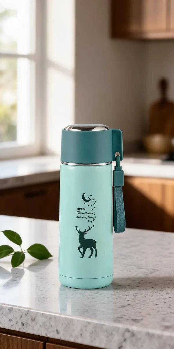 Sea_Green_Glass_And_Plastic_Lid_Water_Bottle_For_Drinking_Water,_Travel,_Office