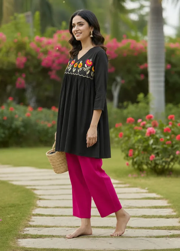Black_Embroidered_Flared_Kurti_for_Women