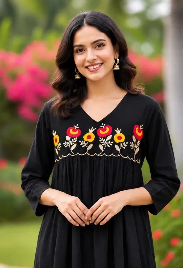 Black_Embroidered_Flared_Kurti_for_Women