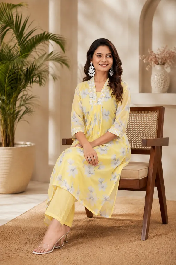 Yellow_Floral_Print_Kurta_Set_for_Women