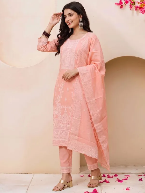 Peach_Embroidered_Kurta_Set_for_Women