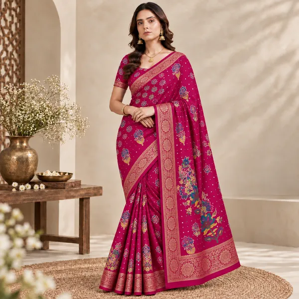 Magenta_Floral_Traditional_Saree_For_Women