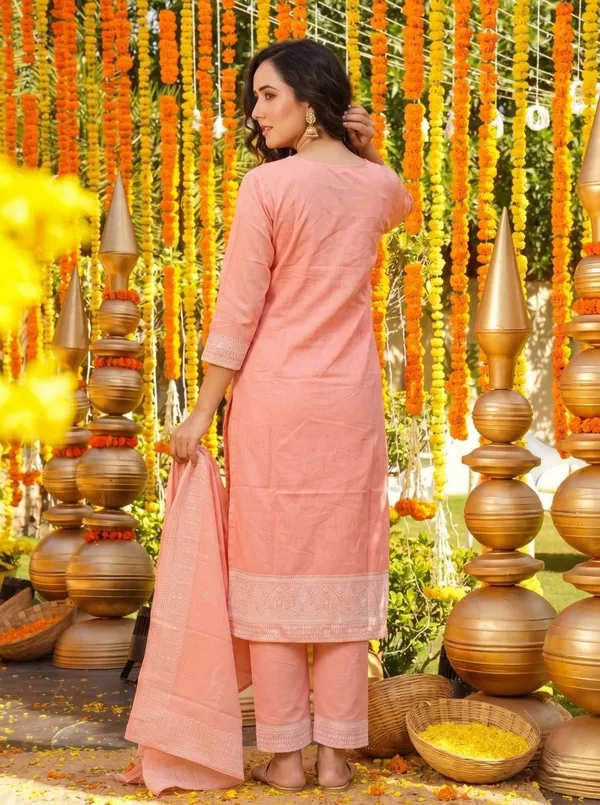 Peach_Embroidered_Kurta_Set_for_Women
