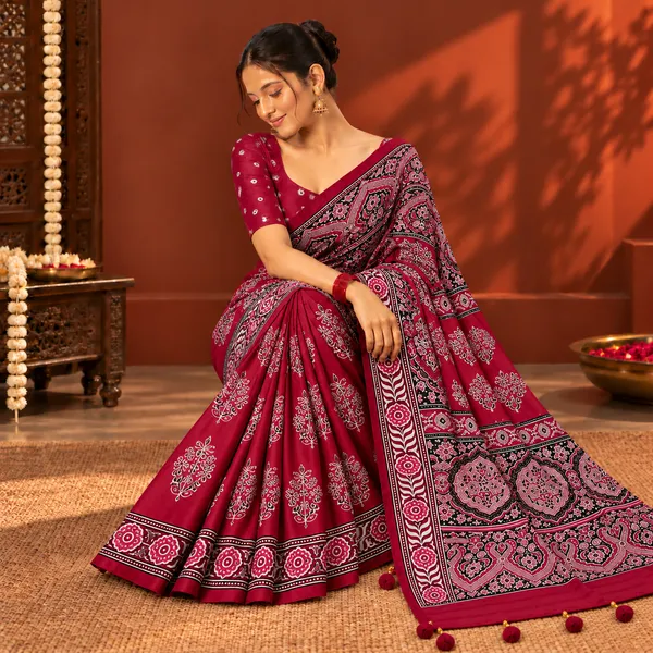 Maroon_Printed_Dupatta_And_Potli_Set_For_Women