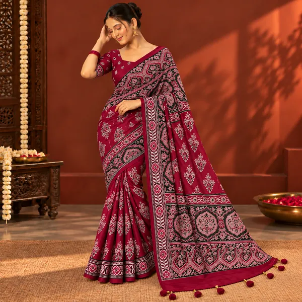 Maroon_Printed_Dupatta_And_Potli_Set_For_Women