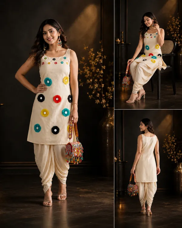 Cream_Floral_Embellished_Kurta_Set_For_Women