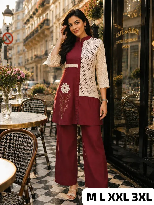 Maroon_Ethnic_Straight_Kurta_Set_for_Women