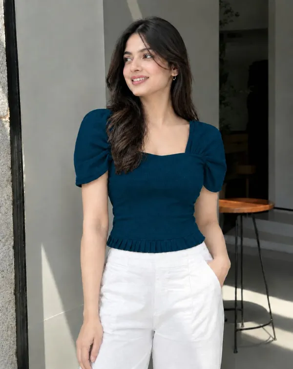 Blue_Square_Neck_Puff_Sleeve_Top_for_Women