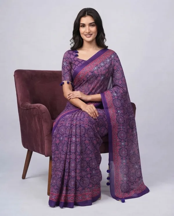 Purple_Printed_Ethnic_Saree_For_Women
