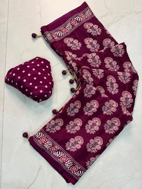Maroon_Floral_Print_Saree_For_Women