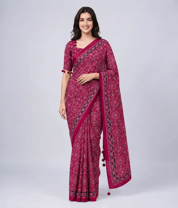 Maroon_Printed_Saree_Set_for_Women