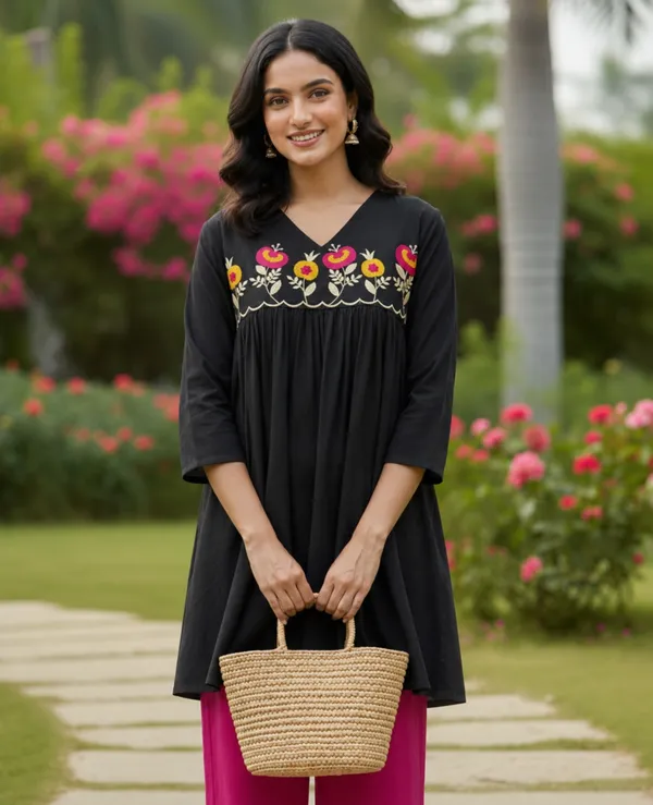 Black_Embroidered_Flared_Kurti_for_Women