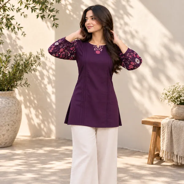 Purple_Dabu_Cotton_Embroidered_Short_Top_For_Women