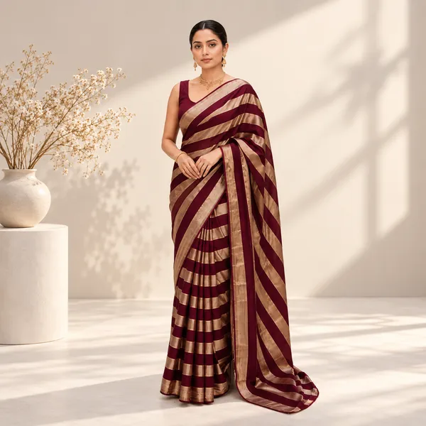 Maroon_Striped_Saree_for_Women
