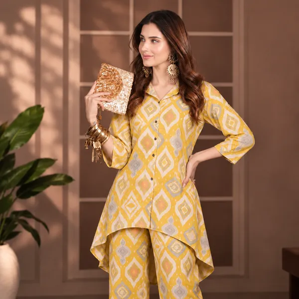 Yellow_Crepe_Printed_High-Low_Co-Ord_Set_For_Women