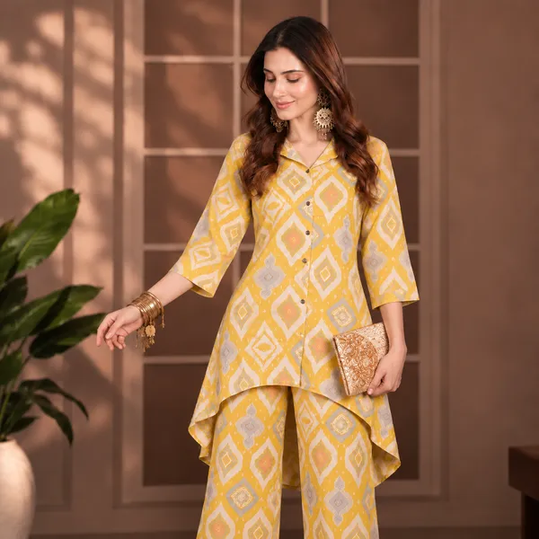 Yellow_Crepe_Printed_High-Low_Co-Ord_Set_For_Women