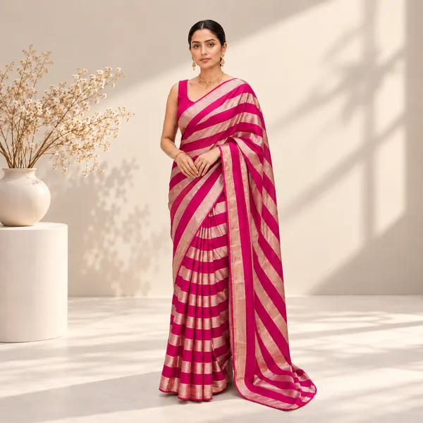 Magenta_Striped_Saree_for_Women