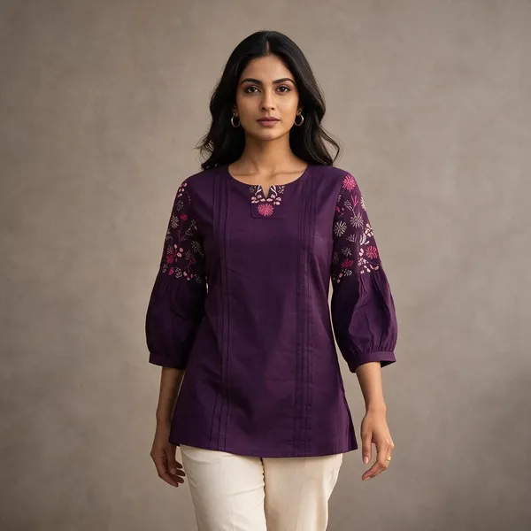 Purple_Dabu_Cotton_Embroidered_Short_Top_For_Women