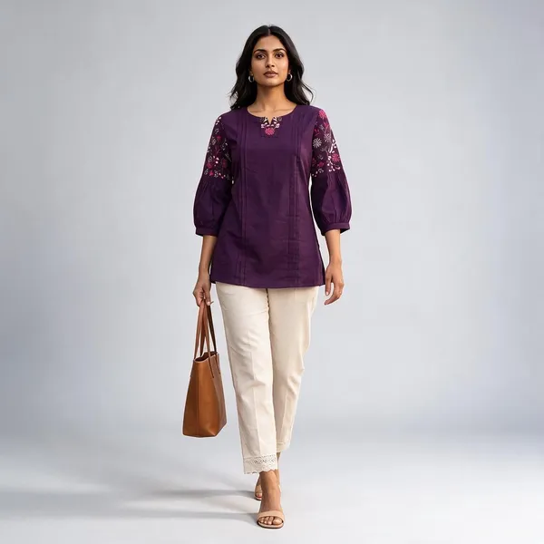 Purple_Dabu_Cotton_Embroidered_Short_Top_For_Women