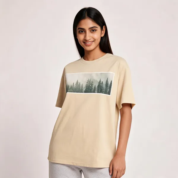 Beige_Oversized_T-shirt_100%_Pure_Cotton_For_Unisex