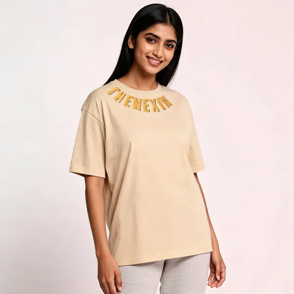 Beige_Oversized_T-shirt_100%_Pure_Cotton_For_Unisex