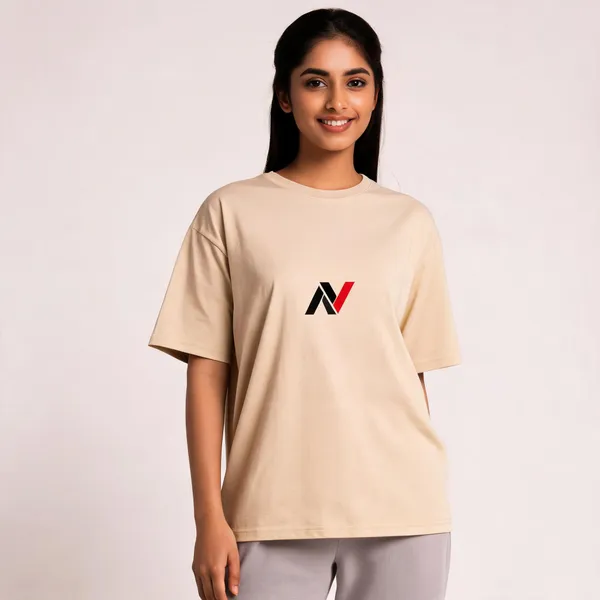 Beige_Oversized_T-shirt_100%_Pure_Cotton_For_Unisex