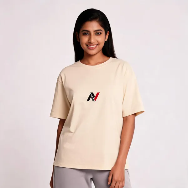 Beige_Oversized_T-shirt_100%_Pure_Cotton_For_Unisex