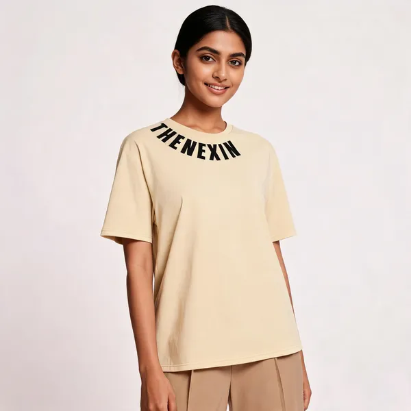 Beige_Oversized_T-shirt_100%_Pure_Cotton_For_Unisex