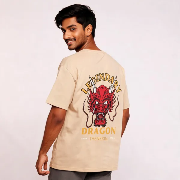 Beige_Oversized_T-shirt_100%_Pure_Cotton_For_Unisex