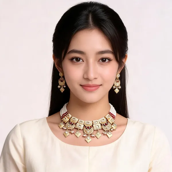 Gold_Metal_Alloy_Stone_Choker_Traditional_Necklace_Set_For_Women