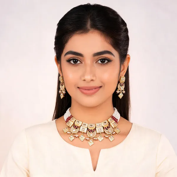 Gold_Metal_Alloy_Stone_Choker_Traditional_Necklace_Set_For_Women