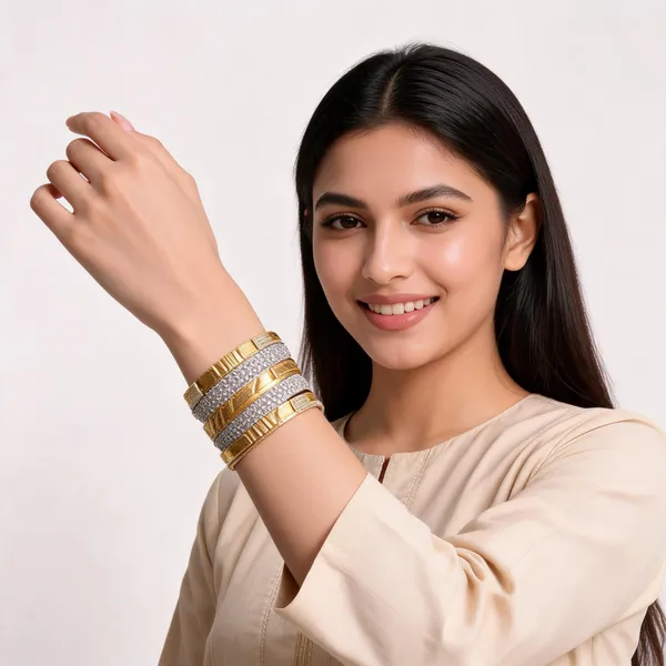Gold_Silver_Metal_Alloy_Two-Tone_Stone_Studded_Bangle_For_Women