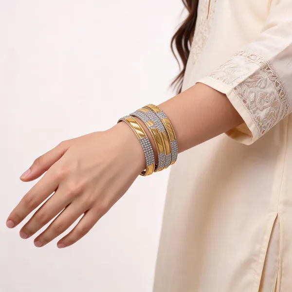 Gold_Silver_Metal_Alloy_Two-Tone_Stone_Studded_Bangle_For_Women