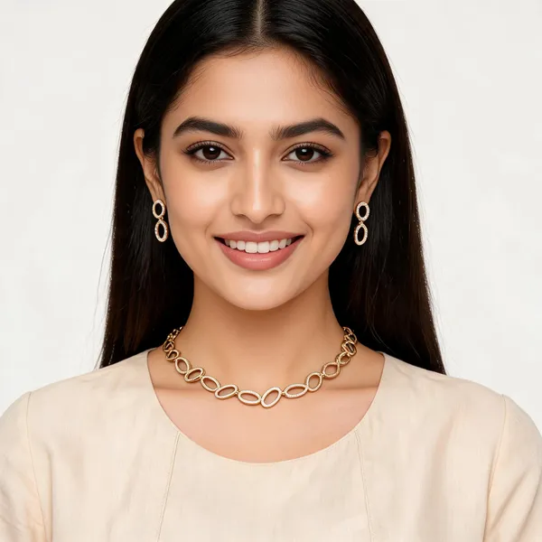 Gold_Metal_Alloy_Oval_Link_Necklace_Set_For_Women