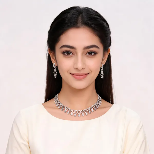 Silver_Metal_Alloy_Leaf_Floral_Collar_Necklace_Set_For_Women