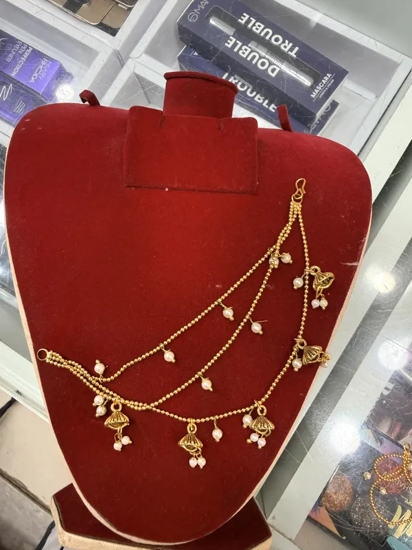 Gold_Metal_Alloy_Pearl_Drop_Layered_Ear_Chain_Set_For_Women