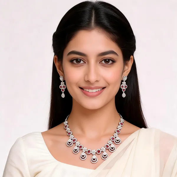 Silver_Metal_Alloy_Pink_Stone_Floral_Necklace_Set_For_Women