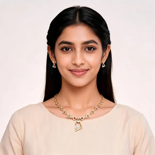 Gold_Metal_Alloy_Geometric_Triangle_Pendant_Necklace_Set_For_Women